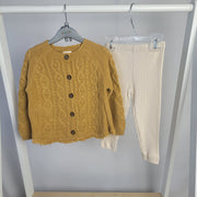 Baby Girls Knitted Cardigan & Ribbed Legging Outfit